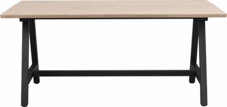 Rowico Carradale spisebord A-ben 170Ã100Ã75 cm massivt hvidkalket olieret egetræ sort metal FSC 100%